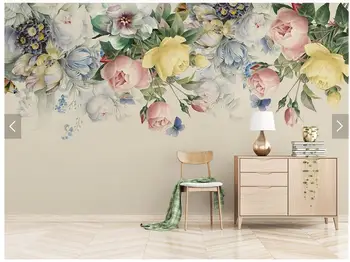 Custom 3D tapetai, gėlių, rožių aliejus, tapyba freskomis gyvenimo kambario, miegamasis, sofa-lova, TV foną, sienos tapetai, dekoratyvinis