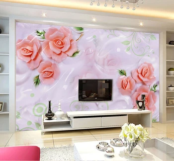 Custom 3D Tapetai, įspausti rose freskomis už kambarį, miegamąjį, TV foną, vinilo sienos papel de parede