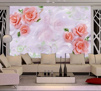Custom 3D Tapetai, įspausti rose freskomis už kambarį, miegamąjį, TV foną, vinilo sienos papel de parede