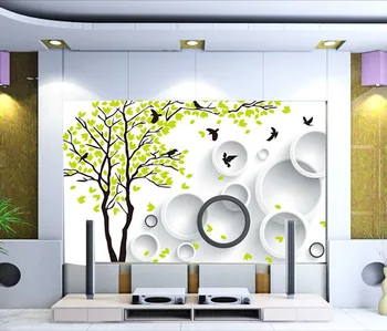 Custom 3D šviežių medžio paukščių freskos papel de parede, viešbutis, restoranas, kavinės, gyvenamasis kambarys su sofa-lova, tv miegamojo sienos tapetai