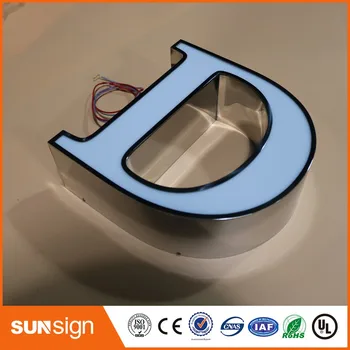 Custom apšviestas veidrodis nerūdijančio plieno raides, pasirašyti šviesos ženklas raidės