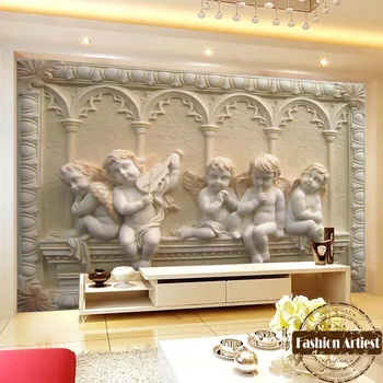 Custom Classic 3d tapetai, freskos derliaus Europos iškilumo angelai romos ramsčių sienos tv miegamajame, gyvenamasis kambarys sofos fone