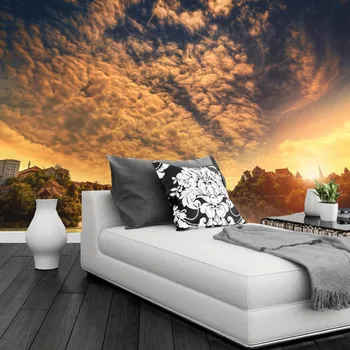 Custom didelis freskomis,Upių Kriokliai Dangaus Gamtovaizdis, Debesys, Gamta tapetai,gyvenamasis kambarys su sofa-lova, TV sienos miegamajame papel de parede