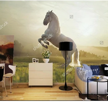 Custom foto tapetai,Gražioje balto arklio,modernus freskomis už kambarį miegamojo sienos fone sienų apmušalai atsparus vandeniui
