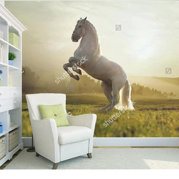 Custom foto tapetai,Gražioje balto arklio,modernus freskomis už kambarį miegamojo sienos fone sienų apmušalai atsparus vandeniui