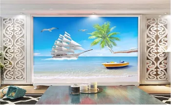 Custom freskos nuotrauka 3d kambario tapetai buriavimo valtis namų dekoro tapybos vaizdą 3d sienų freskomis tapetai, sienų ir 3 d