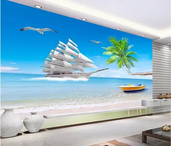 Custom freskos nuotrauka 3d kambario tapetai buriavimo valtis namų dekoro tapybos vaizdą 3d sienų freskomis tapetai, sienų ir 3 d