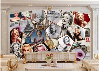 Custom freskos nuotrauka 3d tapetai Marilyn Monroe sexy beauty star kambario dekoro tapybos 3d sienų freskomis tapetai sienos 3d