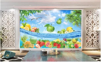 Custom freskos nuotrauka 3d tapetai, vaizdas Hd vaisių ir šviežių vasaros kambario dekoro tapybos 3d sienų freskomis tapetų sienos, 3 d