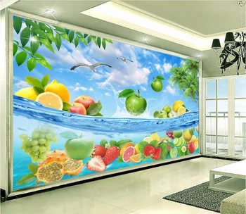 Custom freskos nuotrauka 3d tapetai, vaizdas Hd vaisių ir šviežių vasaros kambario dekoro tapybos 3d sienų freskomis tapetų sienos, 3 d
