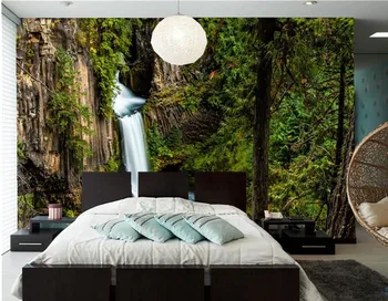 Custom freskos papel de parede,JAV Miškai, Kriokliai, Gamta tapetai,gyvenamasis kambarys su sofa-lova, TV sienos miegamajame krioklys sienų tapetai
