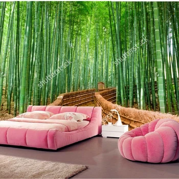 Custom gamtos peizažai tapetai,Bambuko Miškų,3D nuotraukos, gyvenamasis kambarys, miegamasis restoranas fono sienos šilko tapetai