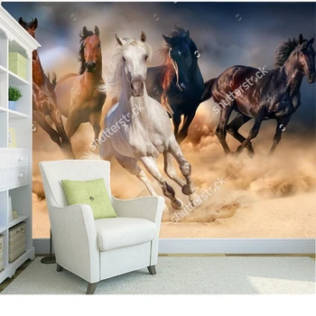Custom gamtos peizažas ekrano užsklanda,Arkliai paleisti dykumoje,3D foto freskos už kambarį restoranas fono sienos tapetai
