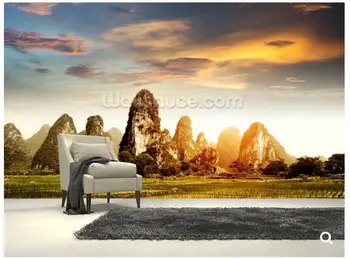 Custom gamtos peizažas ekrano užsklanda,Guilin Kraštovaizdį,3D foto freskos už kambarį restoranas sofa fone PVC tapetai