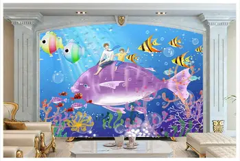Custom High-end freskos 3d tapetai freskomis sienos, Rankomis dažyti animacinių filmų žuvų fone, sienų apdaila dažymas dekoro tapetai