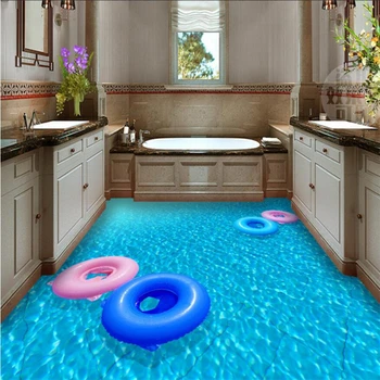 Custom kūrybos vonios kambarys, tualetas Wei mėlyna jūra, baseinas 3D grindų trimatis dekoratyvinis dažymas, neslidžia lipnia