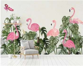 Custom lapų tapetai, flamingo freska gyvenimo kambario, miegamasis, sofa-lova, TV foną, sienos, namų dekoro tapetai