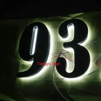 Custom lauko led apšviestas nerūdijančio plieno namo numeris