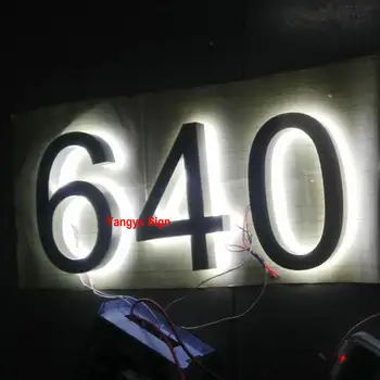 Custom lauko led apšviestas nerūdijančio plieno namo numeris