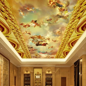 Custom lubų tapetai, Europos stilius klasikinis, paveikslas, tapyba už kambarį miegamojo lubų, sienų apmušalai atsparus vandeniui