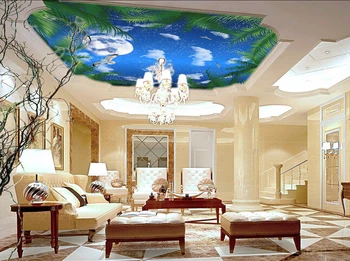 Custom lubų tapetai, jūrą, dangų, mėnulį kambarį butas hotel lubų fone sienos vinilo papel de parede