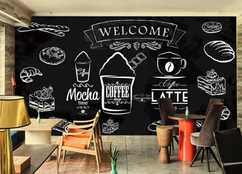 Custom maisto parduotuvė tapetai,Kavos, duonos,3D šiuolaikinės freskomis už kavinė, restoranas, viešbutis fono sienos tapetai PVC