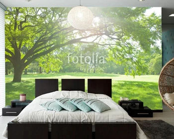 Custom medis ekrano užsklanda,saulėtas, medis, žolė,gamtos kraštovaizdžio, freskos gyvenimo kambario, miegamasis, sofa foną papel de parede