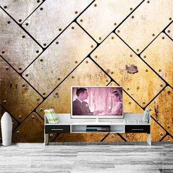 Custom Metalo tekstūros fone šiuolaikinių tapetų,baras gyvenamasis kambarys su sofa-lova, TV sienos miegamajame photo 3d didelės freskomis papel de parede