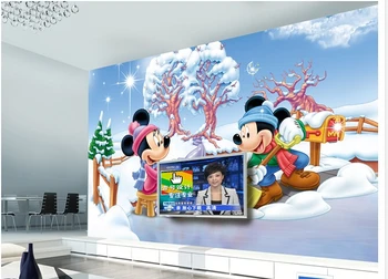Custom papel DE parede infantil didelis animacinių filmų pelės piešiniai vaikų kambaryje, TV nustatymas sienos vinilo, kuris papel DE parede