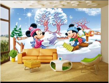 Custom papel DE parede infantil didelis animacinių filmų pelės piešiniai vaikų kambaryje, TV nustatymas sienos vinilo, kuris papel DE parede