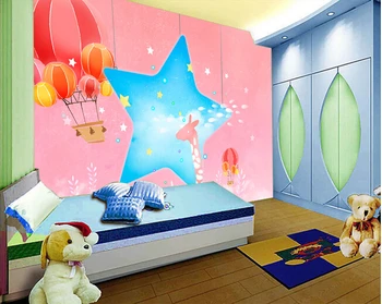 Custom papel DE parede infantil, žvaigždės ir rausvos spalvos, vaikų kambario, miegamojo TV sienos vandeniui audinio papel DE parede