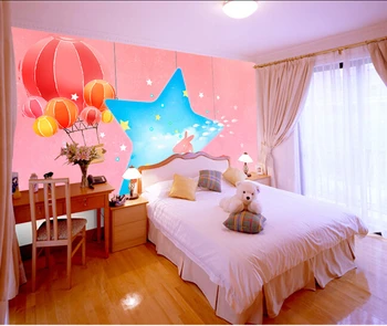 Custom papel DE parede infantil, žvaigždės ir rausvos spalvos, vaikų kambario, miegamojo TV sienos vandeniui audinio papel DE parede