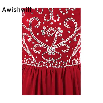 Custom Plius Dydžio Raudonos spalvos Ilgą Šalis Suknelė Brangioji Iškirpte Lentjuostės Šifono Rankovių ypatinga Proga-Suknelė Vestidos de Gala