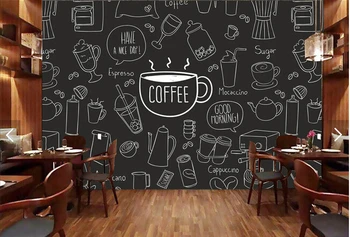 Custom retro tapetai, dažytos kavos tema freskomis viešbučio restorane kavos parduotuvė fono sienos vinilo papel de parede