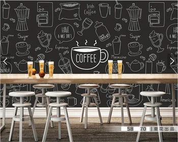 Custom retro tapetai, dažytos kavos tema freskomis viešbučio restorane kavos parduotuvė fono sienos vinilo papel de parede
