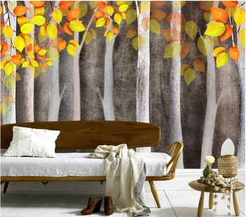 Custom retro tapetai, rudenį miškai freskomis už kambarį, miegamąjį, TV foną, sienos vandeniui papel de parede