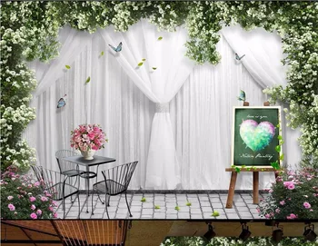 Custom Romantiškų Nuotraukų Sienos Freskos tikroviška langą neaustinių Vinilo Tapetai, 3D žaliųjų vynuogių rose ekrano Užsklanda, Sienos Vestuvių kambarys