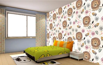Custom vaikų tapetai,Mažai Tigras ir paukščių,3D animaciją, freskos už kambarį vaikų kambaryje sofa-lova, fonas, tapetai