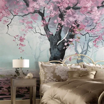 Custom šiuolaikinės 3d aukštos kokybės neaustinių tapetai, freskos romantika medžio aliejaus tapybos studiją, miegamąjį, tv foną, sienos, namų dekoro