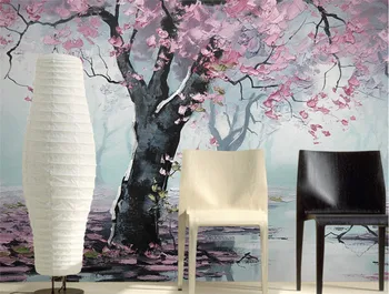 Custom šiuolaikinės 3d aukštos kokybės neaustinių tapetai, freskos romantika medžio aliejaus tapybos studiją, miegamąjį, tv foną, sienos, namų dekoro