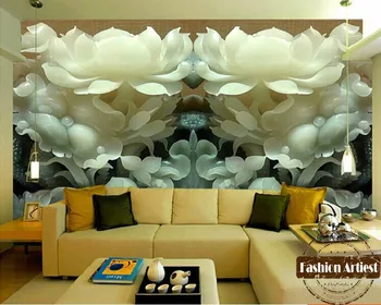 Custom šiuolaikinės 3d įspaustu gėlių tapetai, freskos Kinijos išdrožti jade 