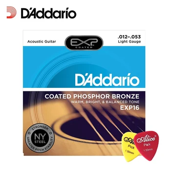 D'Addario Daddario EXP16 su NY Plieno Fosforinės Bronzos Akustinės Gitaros Stygos, Aptraukti, Šviesos, 12-53 (Su 2vnt kirtikliai)