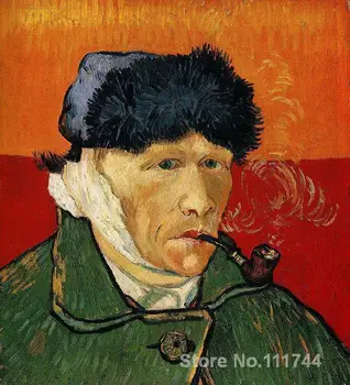 Dailininko Vincento Van Gogho autoportretas su Sutvarstyta Ausies ir Vamzdžių Rankomis dažyti meno ant drobės Aukštos kokybės