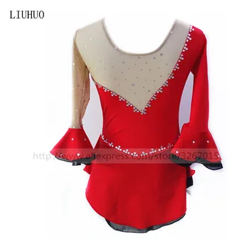 Dailiojo Čiuožimo Suknelė Moterų, Mergaičių Ledo Čiuožimo Suknelė Raudona aukštos elastinga spandex medžiaga yra patogus prakaitavimas Miela mergina
