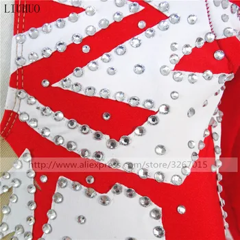 Dailiojo Čiuožimo Suknelė Moterų, Mergaičių Ledo Čiuožimo Suknelė Collocation raudonos ir baltos juostelės ilgomis rankovėmis apvalios apykaklės gražus