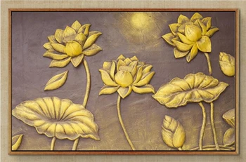 Darbastalio Tapetai Hd Golden Lotus Šiuolaikinio Sienų Dekoras Prabangūs Tapetai, Sienų ir Mažų Gyvenimo Kambario Baldai Berniukų Kambario Dekoro
