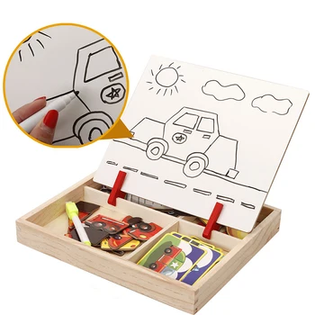 Daugiafunkcinis Animacinių Filmų Transporto Cirko Magnetinio Montessori Mediniai Žaislai Vaikams Tapybos Valdybos Montessori Medžiagos
