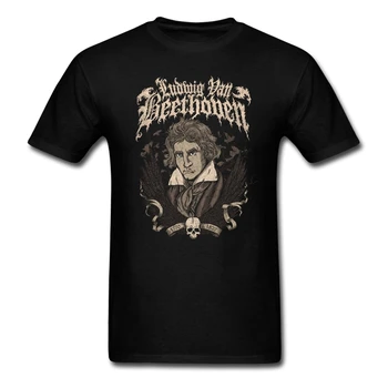 Death Metalo Bethovenas vyras Heather T-Shirt Grafikos Roll marškinėliai su Garsaus Muzikanto 2016 Klasikinis Apykaklė paauglių Drabužių