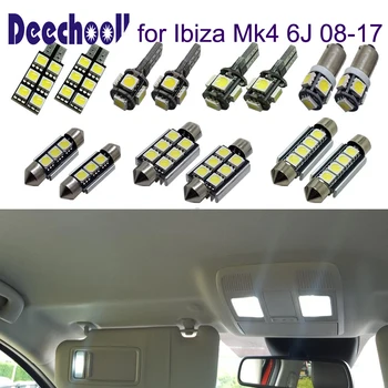 Deechooll 6pcs led automobilio lemputė Seat Ibiza 6J 2008-2017,Balta Interjero Apšvietimo Lemputės Seat Ibiza MK4 6J Skaityti Dome Light