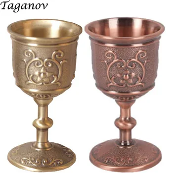 Derliaus bronzos goblet vyno stiklo, metalo vyno taurės Reljefinis graviravimas karšto alkoholiniai gėrimai ir spiritas stiklo Europos stiliaus alus, viskis puodelis